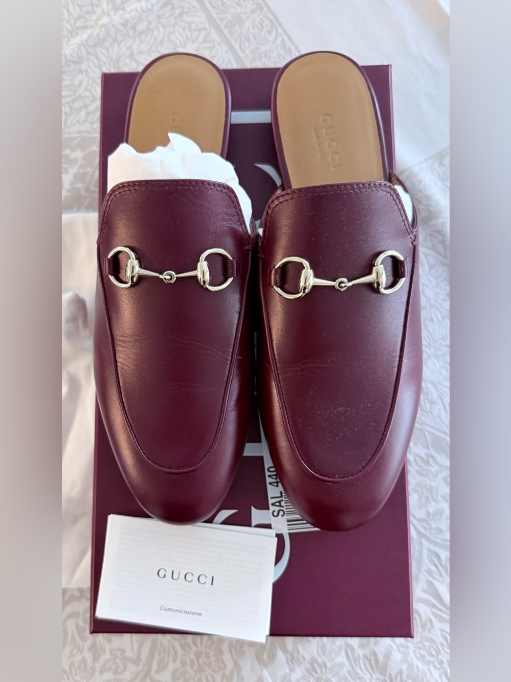 Gucci Burgundy Leather Horsebit Mules
